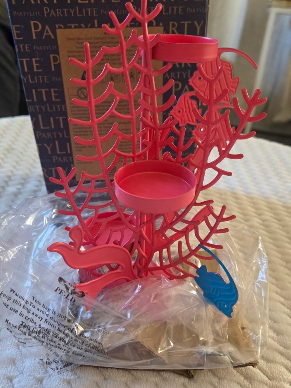 PartyLite Deep Sea Coral Tealight Tree Holder NEW In Box P93294 Coastal Decor